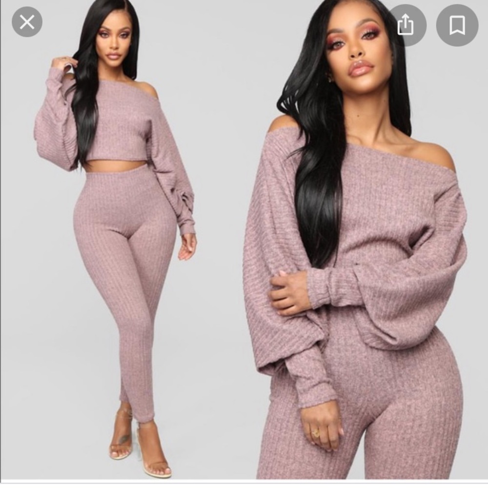 Fashion Nova feeling bubbly pant set - blush color